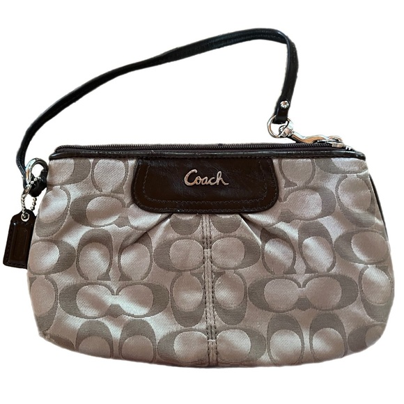Coach Handbags - Coach Signature Wristlet in Brown and Cream